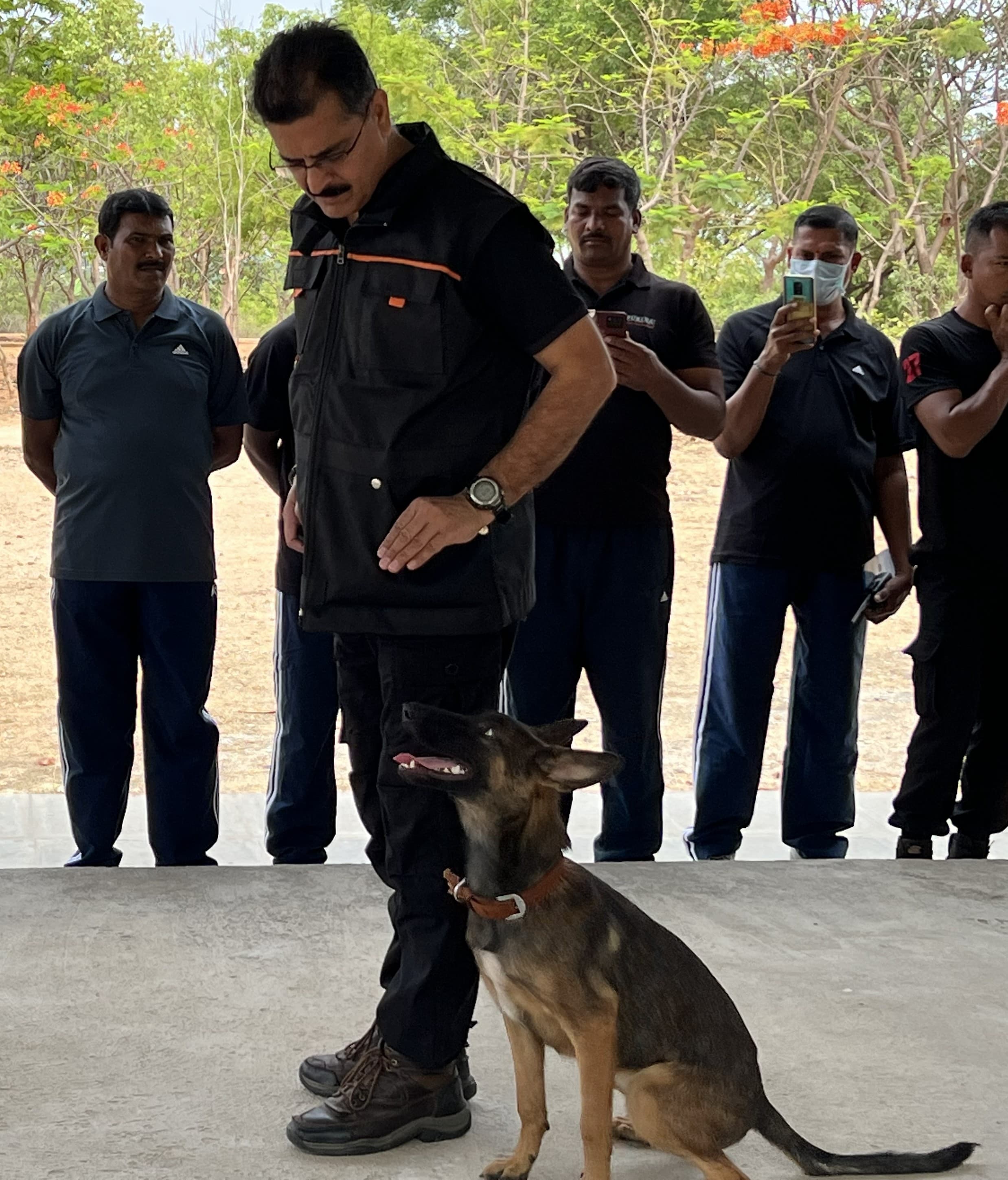 PDCI handler training a Belgian Malinois